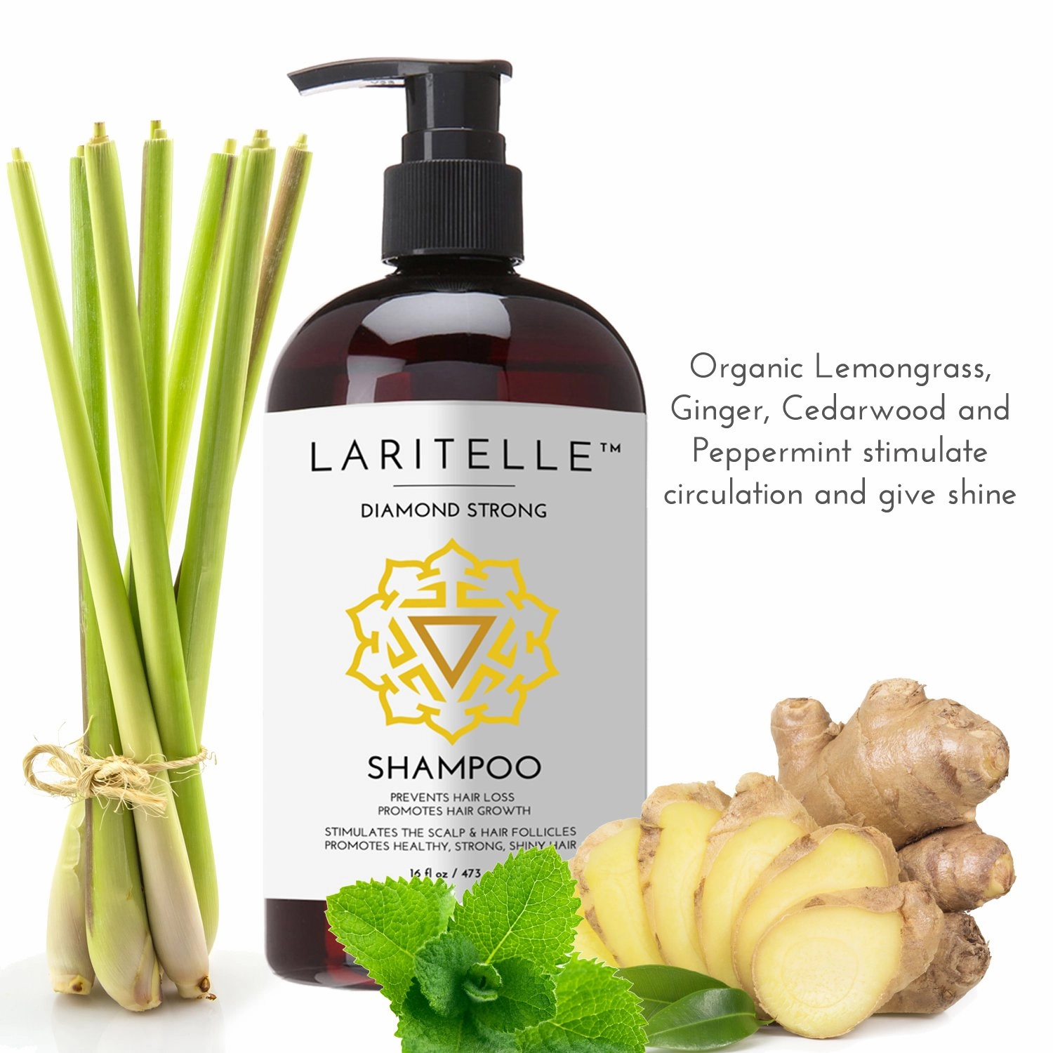 Organic Anti-Thinning Shampoo Diamond Strong | RECOMMENDED BY DERMATOLOGISTS for Hair Loss Prevention | Strengthening, Follicle Stimulating | Argan, Rosemary, Lemongrass, Ginger & Cedarwood