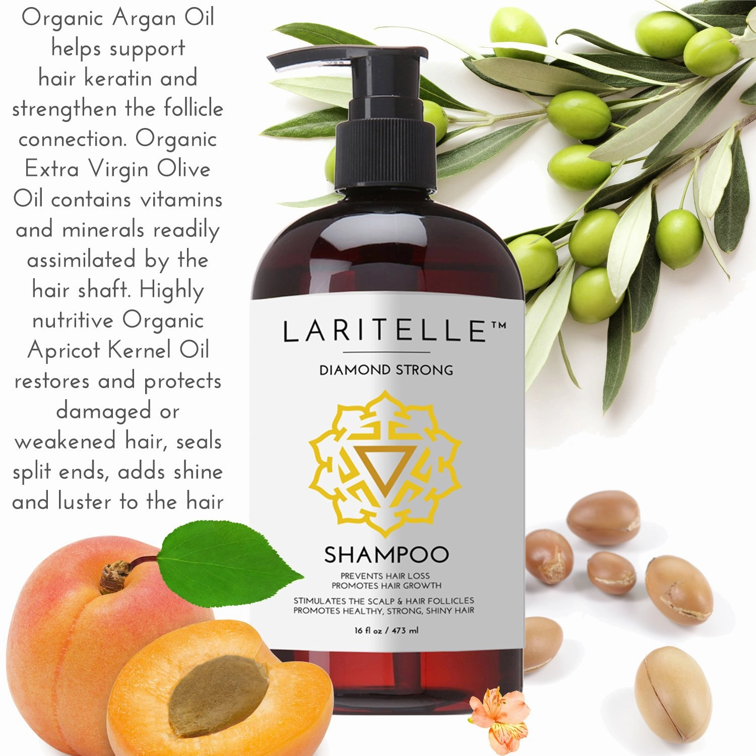 Organic Anti-Thinning Shampoo Diamond Strong | RECOMMENDED BY DERMATOLOGISTS for Hair Loss Prevention | Strengthening, Follicle Stimulating | Argan, Rosemary, Lemongrass, Ginger & Cedarwood
