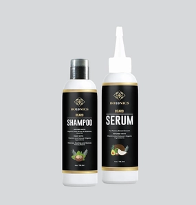 Organic Beard Oil & Shampoo Combo -For Beard Patches Growth with All Natural Ingredients and Vitamin E– Professional Beard Serum for Beard Regrowth, Fuller and Thicker Beard – Reduce Breakage and Intense Moisturizing – 4fl oz