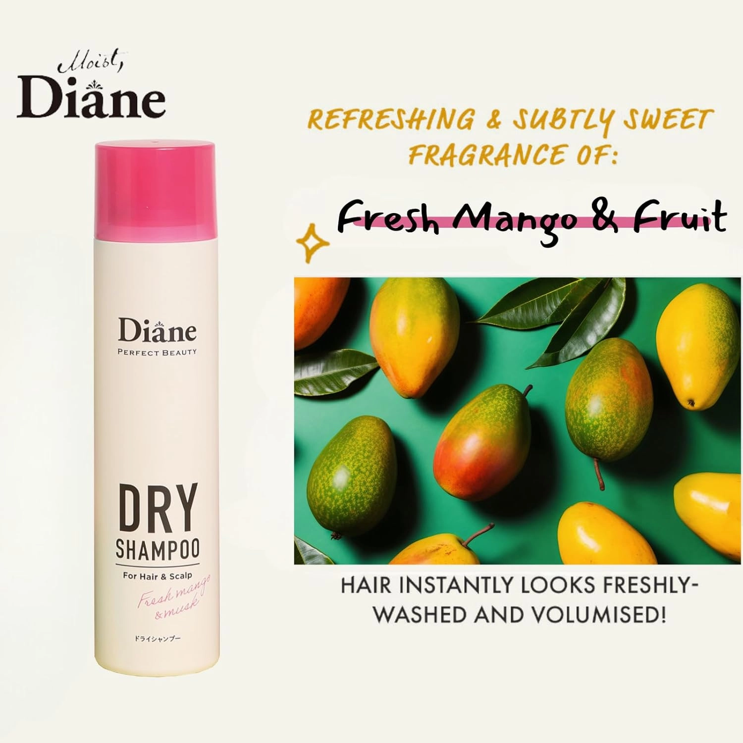 Organic Dry Shampoo for Women & Men, Natural Dry Shampoo Spray by Keratin for Oily Hair & Itchy Scalp, Sulfate Free Shampoo in Travel Size from Japan, MANGO & MUSK, 3.35 Oz, 2EA