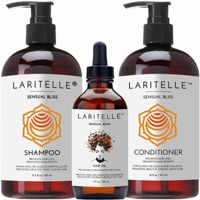 Organic Hair Growth Set | Shampoo 16 oz   Conditioner 16 oz   Hair Loss Treatment 4 oz | Argan Oil, Rosemary, Palmarosa & Orange | NO GMO, Sulfates, Gluten, Alcohol, Parabens, Phthalates
