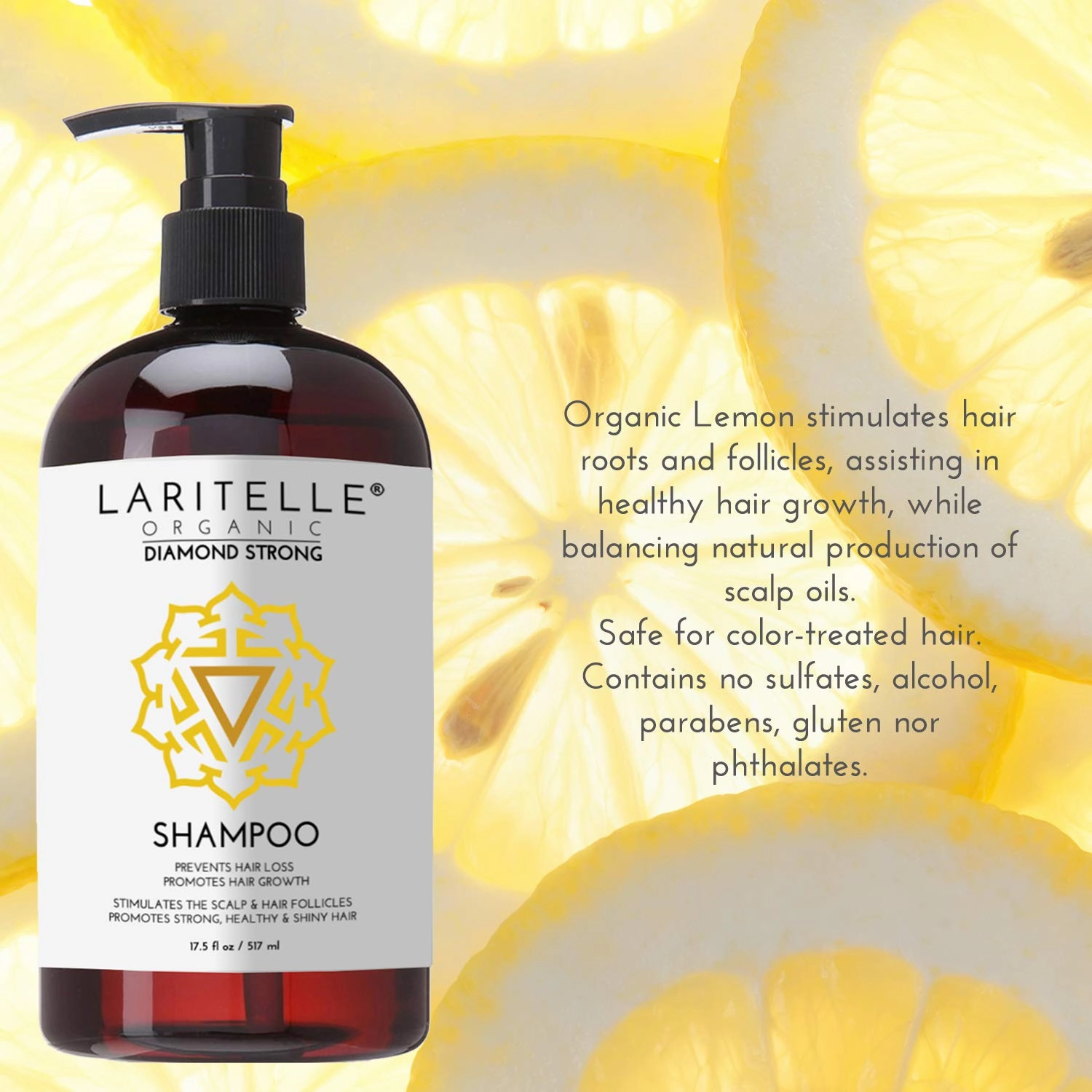 Organic Shampoo 17.5 oz. Argan Oil, Ginger, Cedarwood. Promotes Hair Growth, Prevents Hair Loss. GF