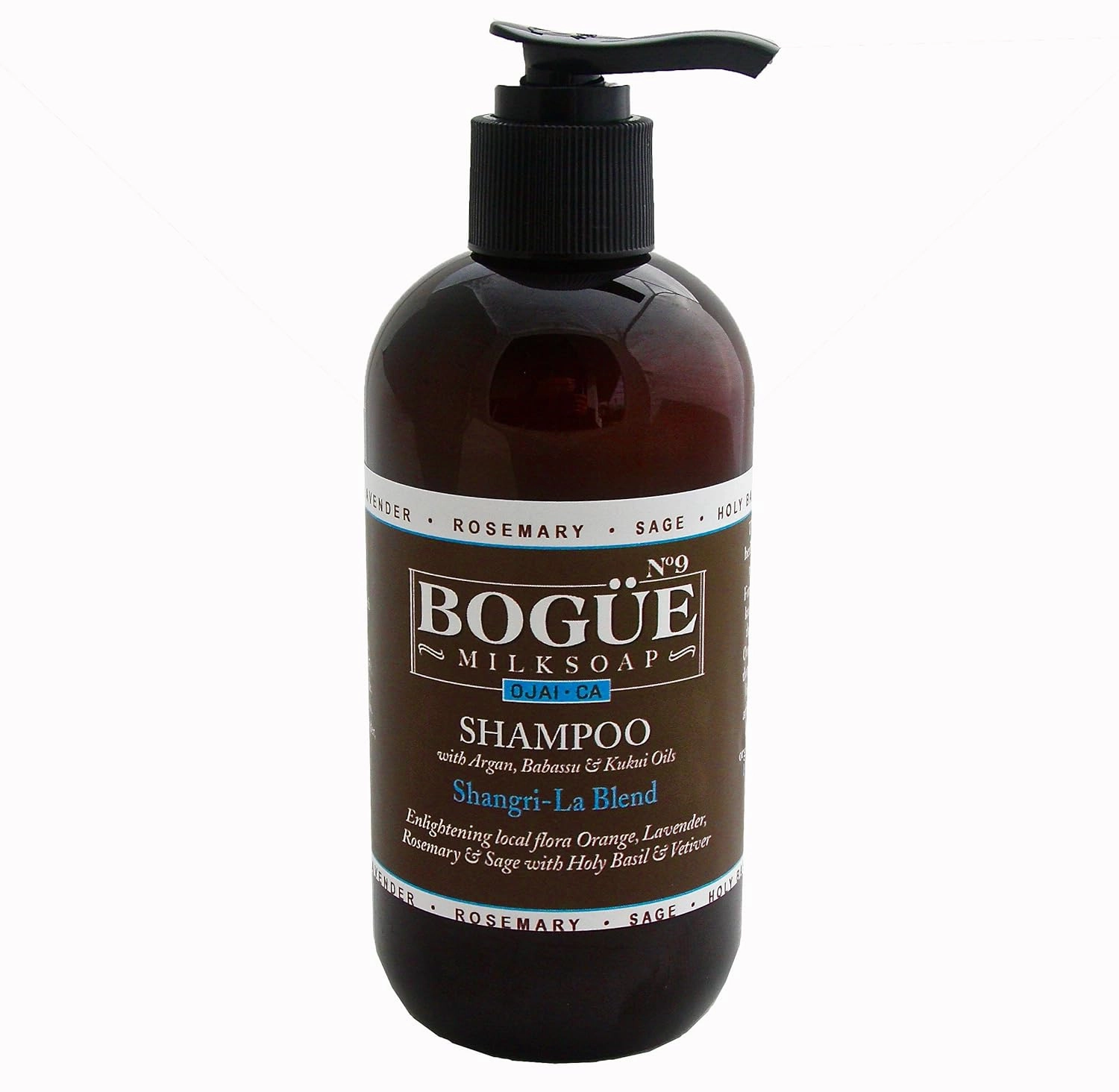Organic SHAMPOO with added Argan & Kukui oils- BOGUE No.9 Shangri La Blend -Sulfate & Paraben Free with Enlightening local flora Orange, Lavender, Rosemary & Sage