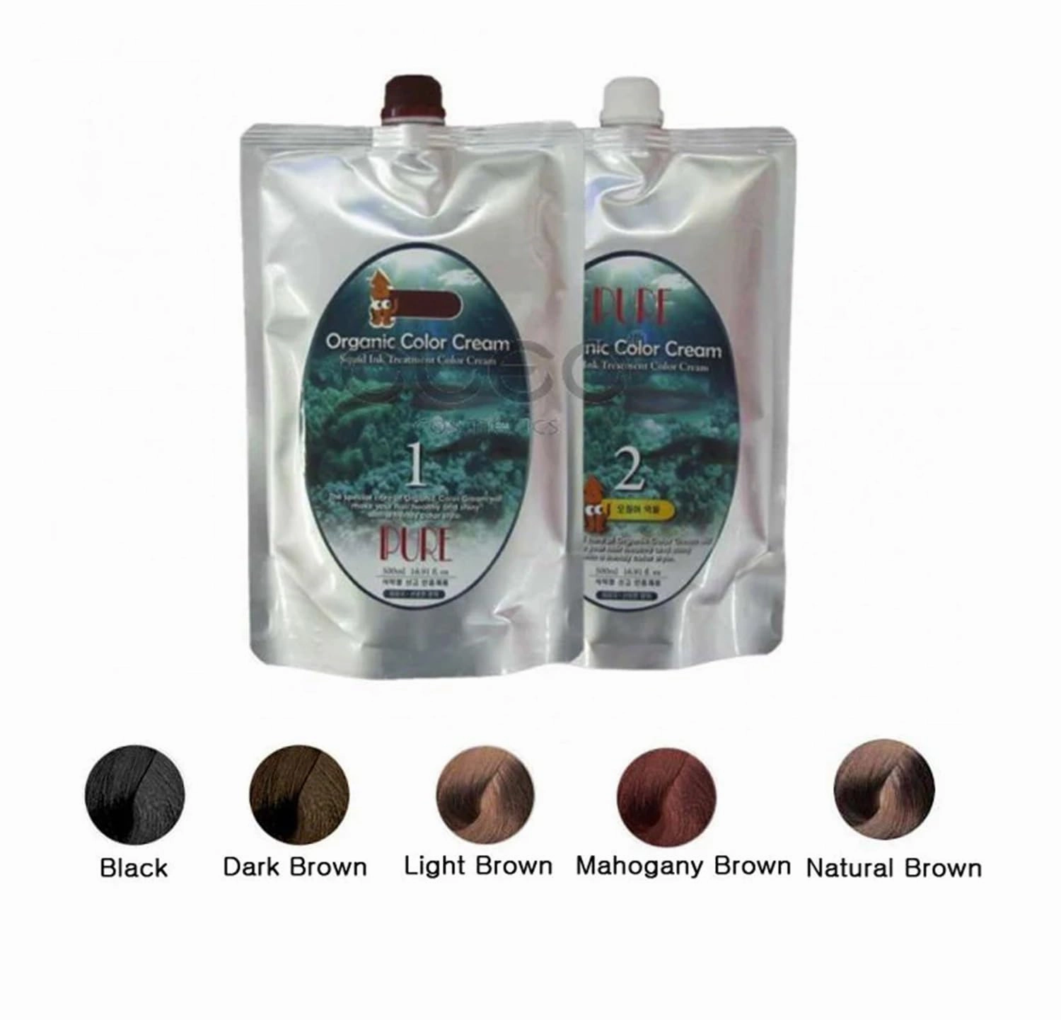 Organic Squid Ink Treatment Color Cream 1st 500ml   2nd 500ml for Gray Hair Cover, No Scalp Pain with Fast Result (Natural Brown, 500 ML)