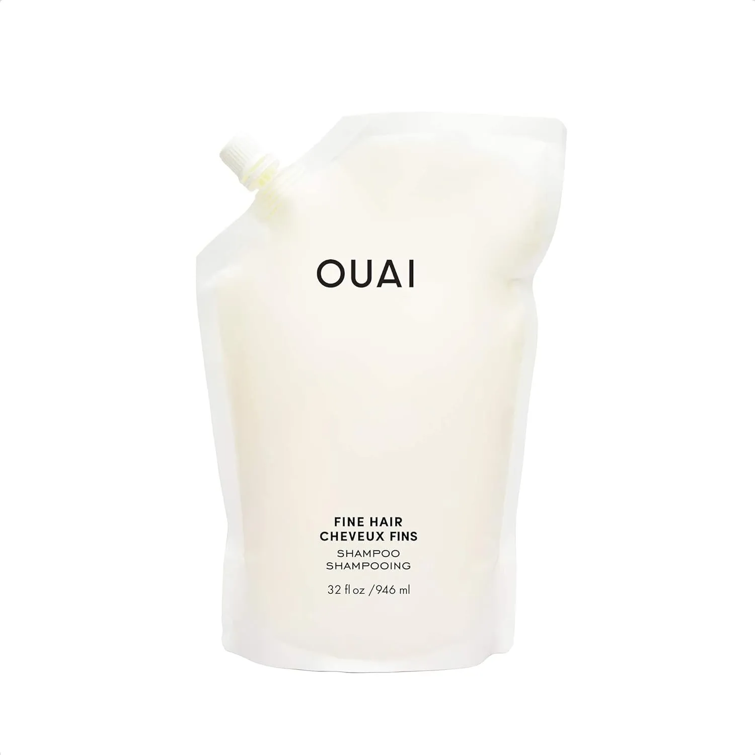 OUAI Fine Shampoo Refill - Volumizing Shampoo with Strengthening Keratin, Biotin & Chia Seed Oil for Fine Hair - Delivers Weightless Body - Paraben, Phthalate & Sulfate Free Hair Care (32 Fl Oz)