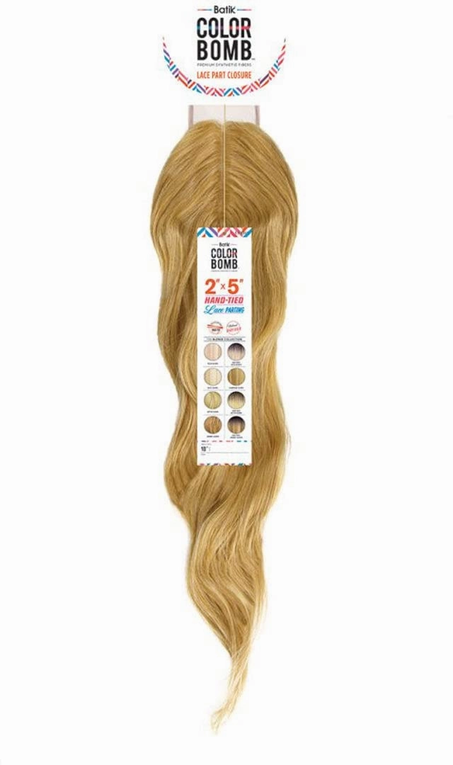 Outre Batik Colorbomb Lace Part Closure Long Length Wavy Style Synthetic Hair Pieces - 2X5 CLOSURE-LOOSE WAVE (Caramel-Blonde)