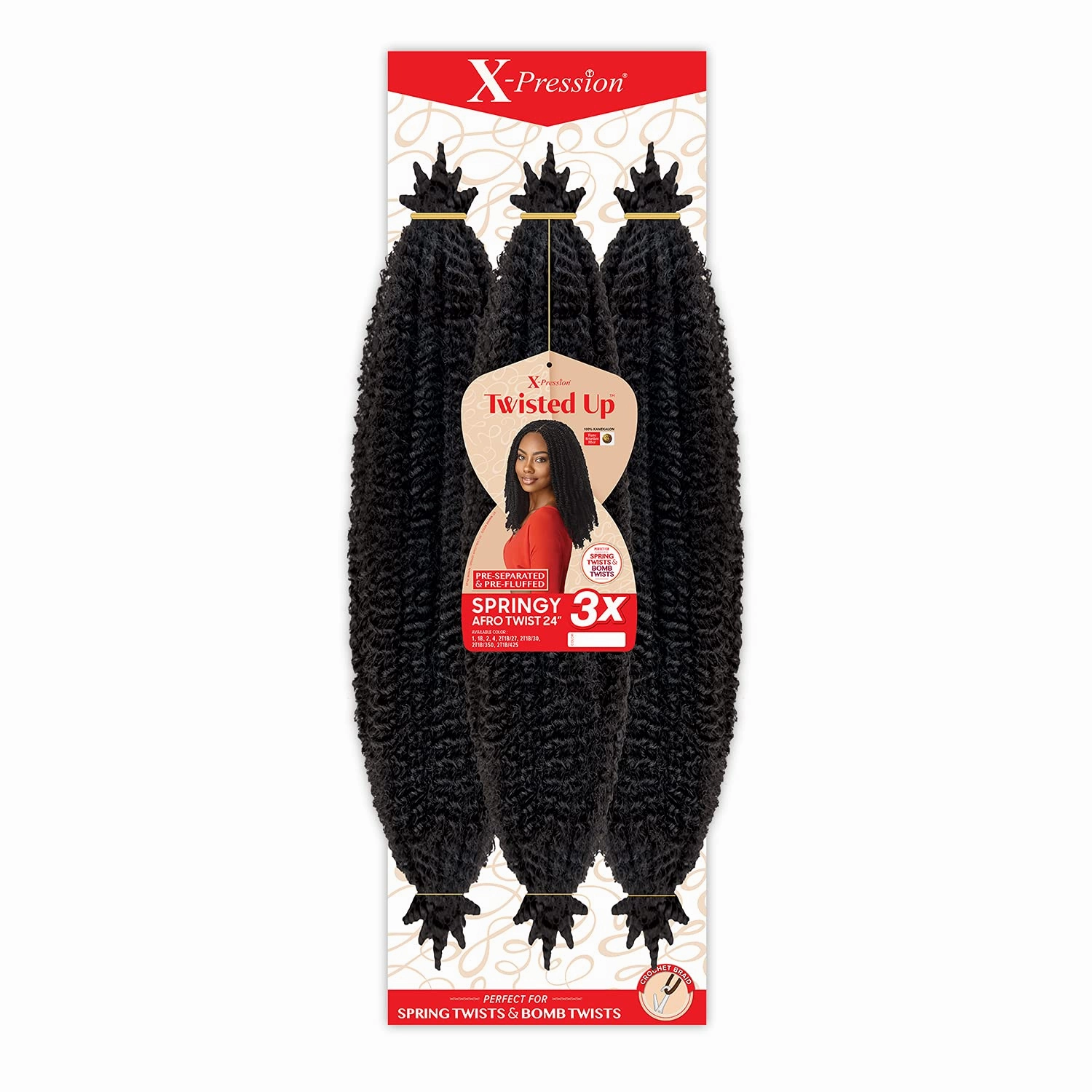 Outre Crochet Braids X-Pression Twisted Up 3X Springy Afro Twist 24" (3-pack, 1B)