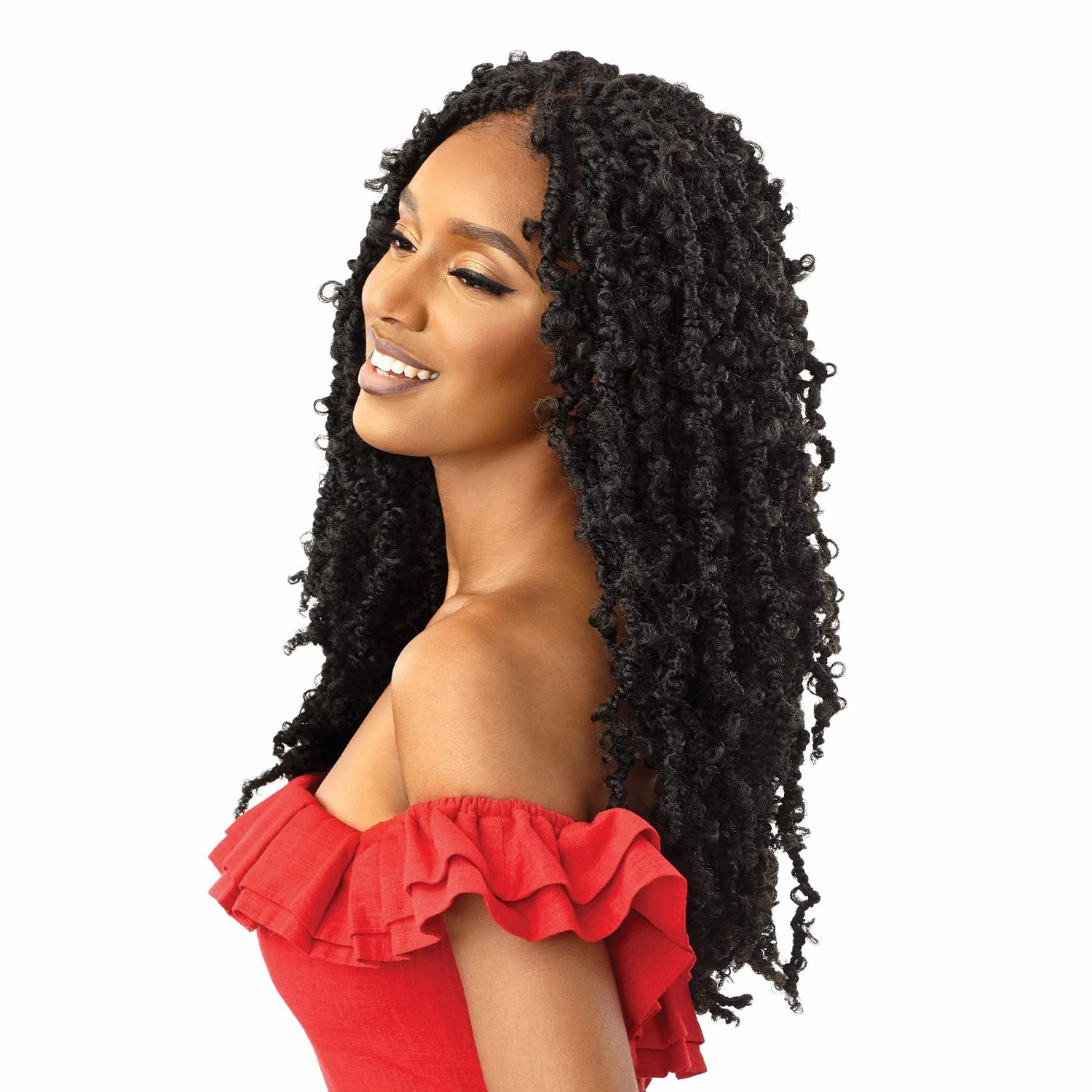 Outre Synthetic Twisted Up 4X4 HD Braid Lace Wig - BUTTERFLY BOMB TWIST 24 (Color:1 Jet Black)