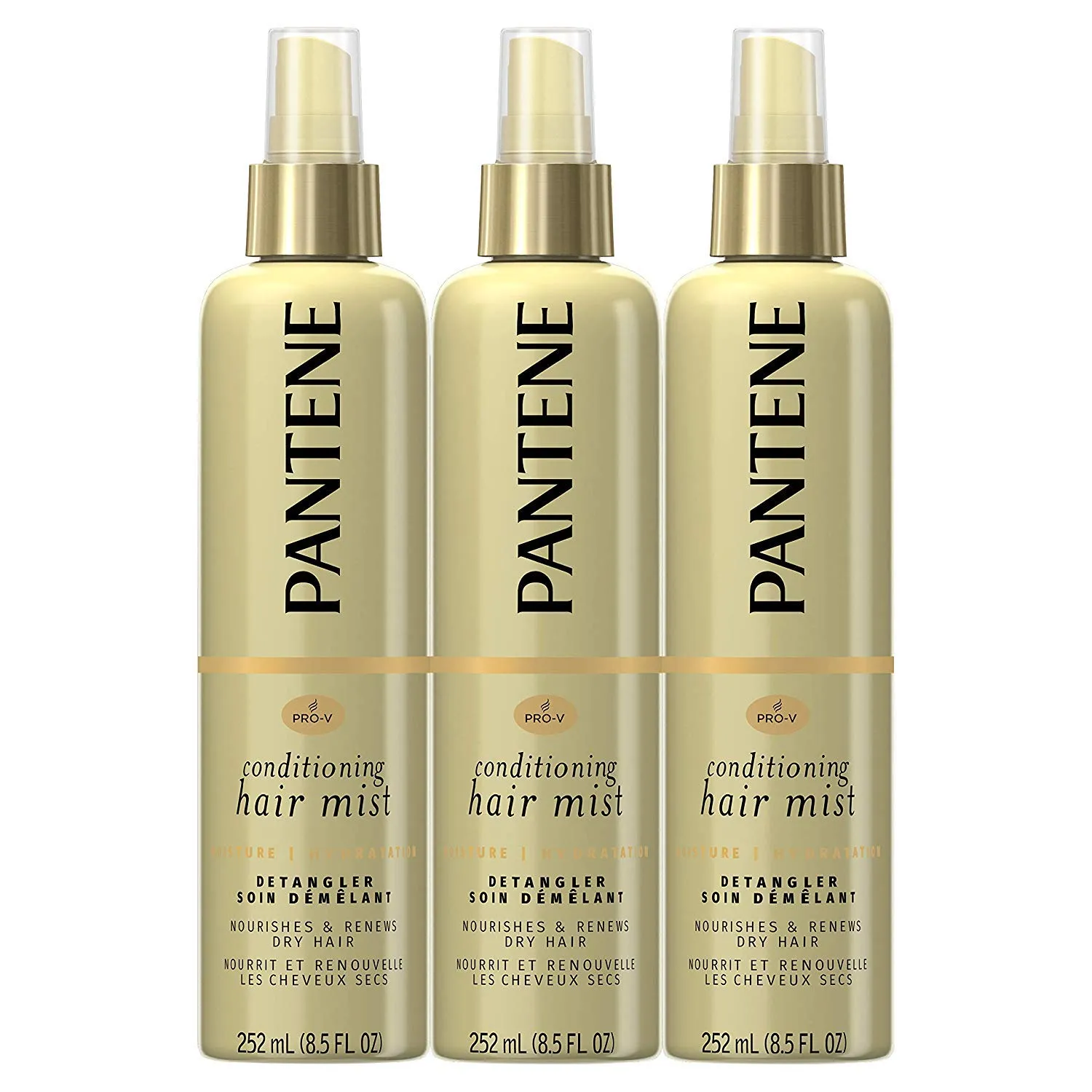 Pantene Conditioning Mist Detangler, Pro-V Nutrient Boost, Nourishing and Renewing, 8.5 Fl Oz (Pack of 3)