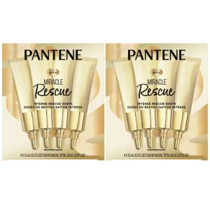 Pantene Hair Mask Miracle Rescue Shots, Intensive Repair Treatment for Damaged Hair, 4 count 0.5 oz Each, Twin Pack