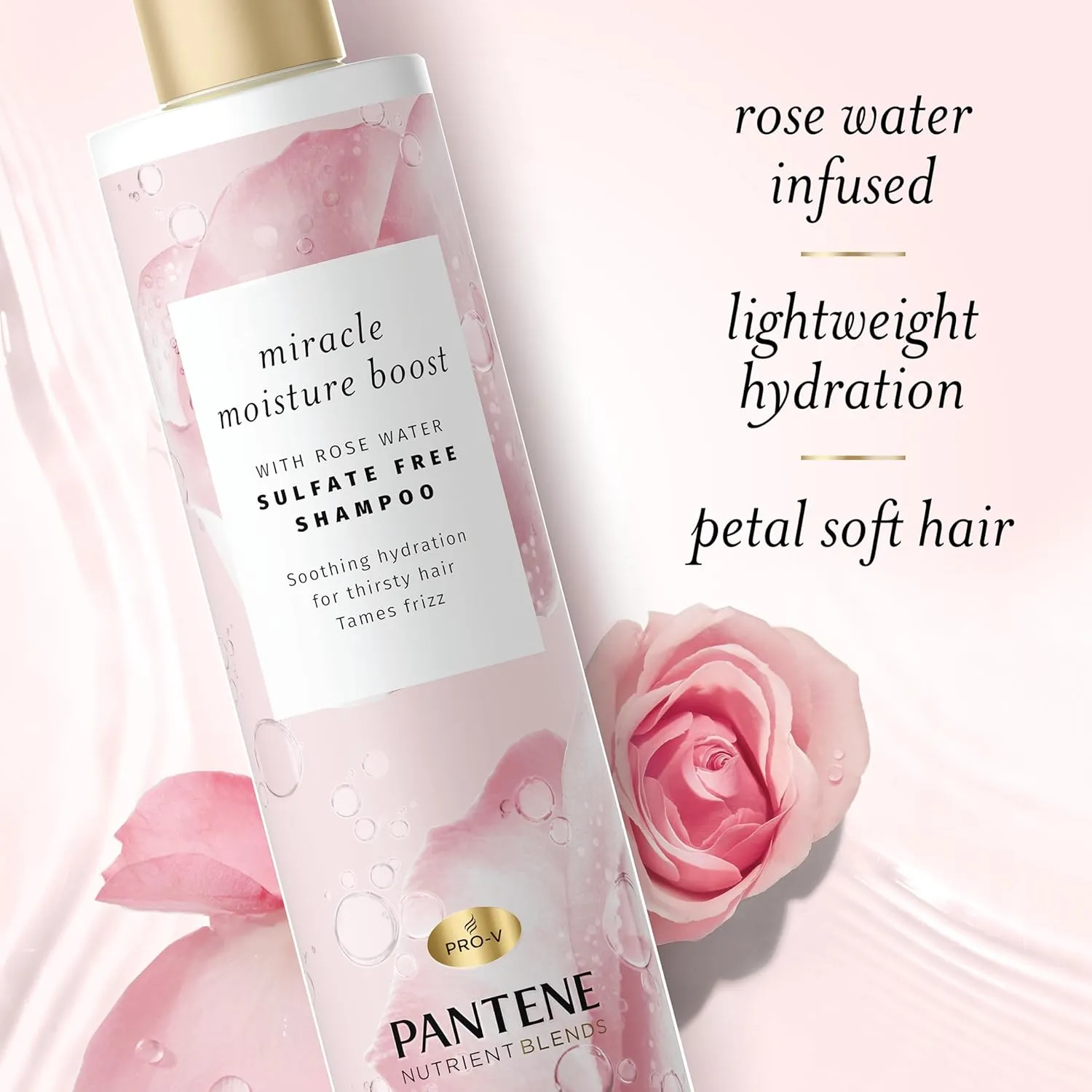 Pantene Nutrient Blends Miracle Moisture Boost Rose Water Shampoo & Conditioner Dual Pack for Dry Hair, Sulfate Free