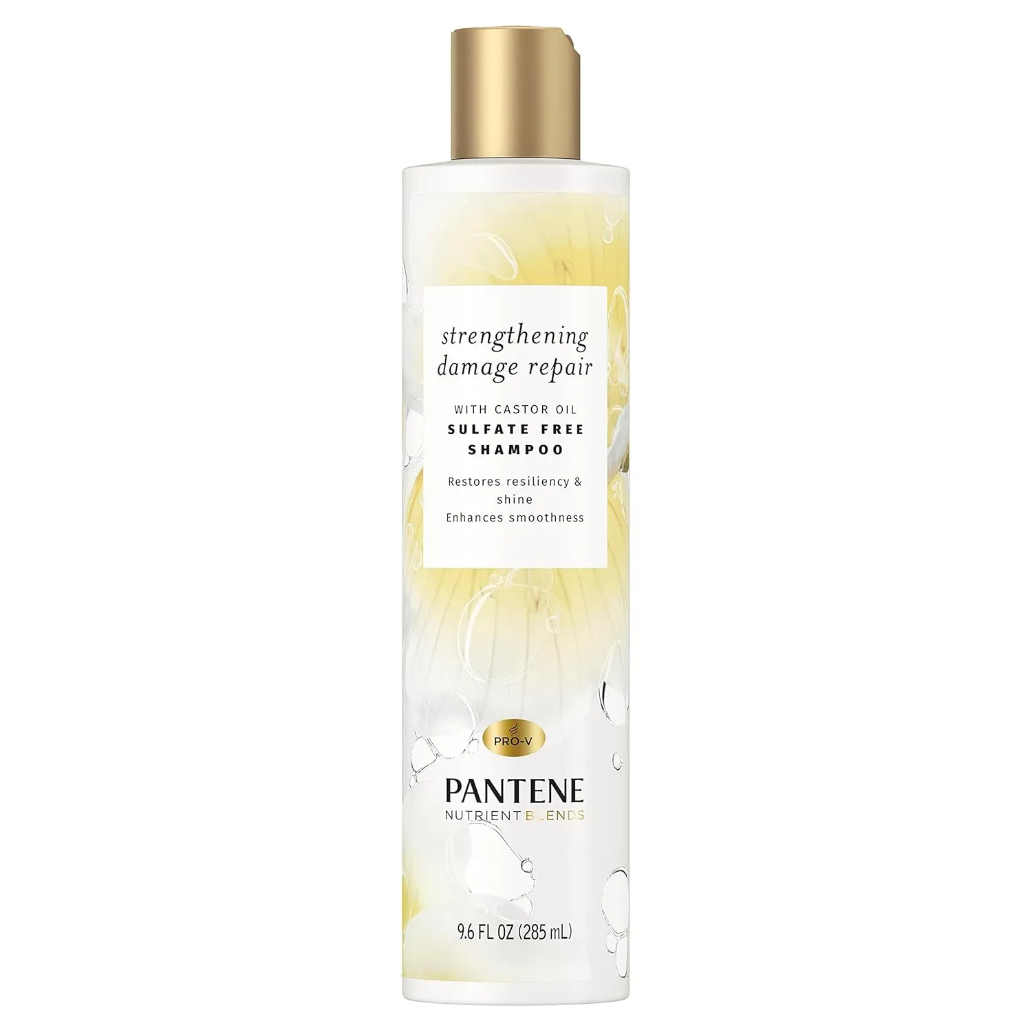 Pantene Sulfate Free Shampoo with Castor Oil, Nutrient Blends Fortifying Damage Repair, 9.6 fl oz, Pack of 4