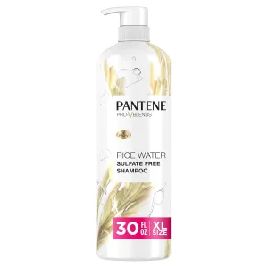 Pantene Sulfate Free Shampoo with Rice Water, Protects Natural Hair Growth, Volumizing, for Women, Nutrient Infused with Vitamin B5, Safe for Color Treated Hair, Pro-V Blends, 30.0 oz