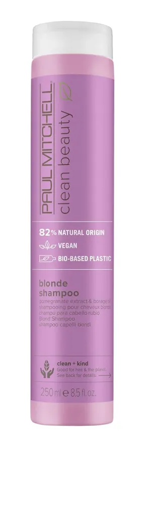 Paul Mitchell Clean Beauty Blonde Purple Shampoo, Gently Cleanses, Eliminates Brassy Tones, For Color-Treated Hair   Naturally Light Hair Colors