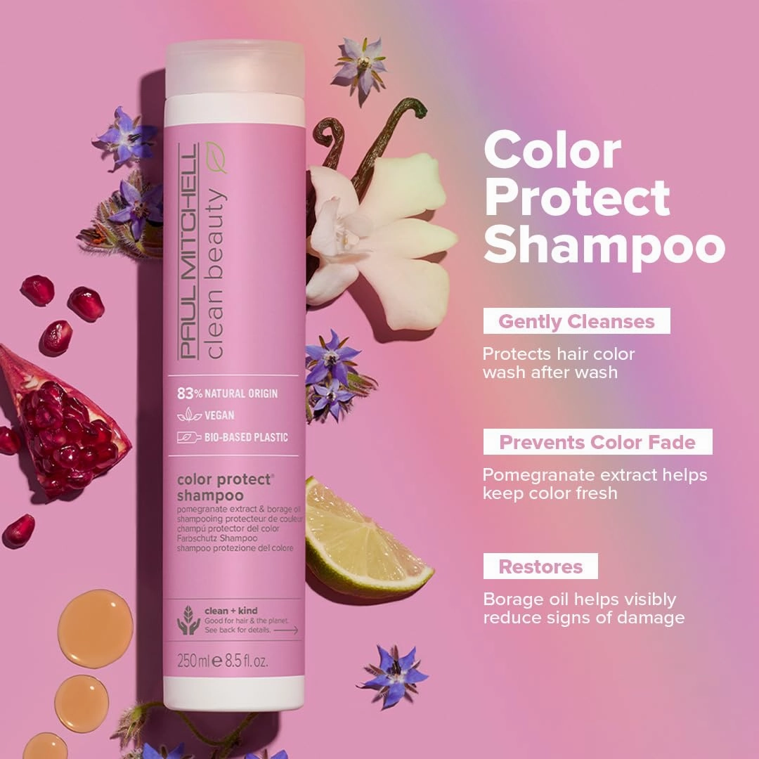 Paul Mitchell Clean Beauty Color Protect Shampoo, Gently Cleanses, Protects Hair Color, For Color-Treated Hair