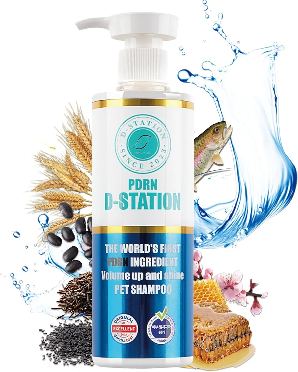 PDRN Volume Up & Shine Pet Shampoo - Contains PDRN & Manuka Honey - Enhances Skin Health, Moisturizes, Relieves Itching, Prevents Odor, Enhances Volume, and Gives Coat Shine for Dogs and Cats. 10.1 oz
