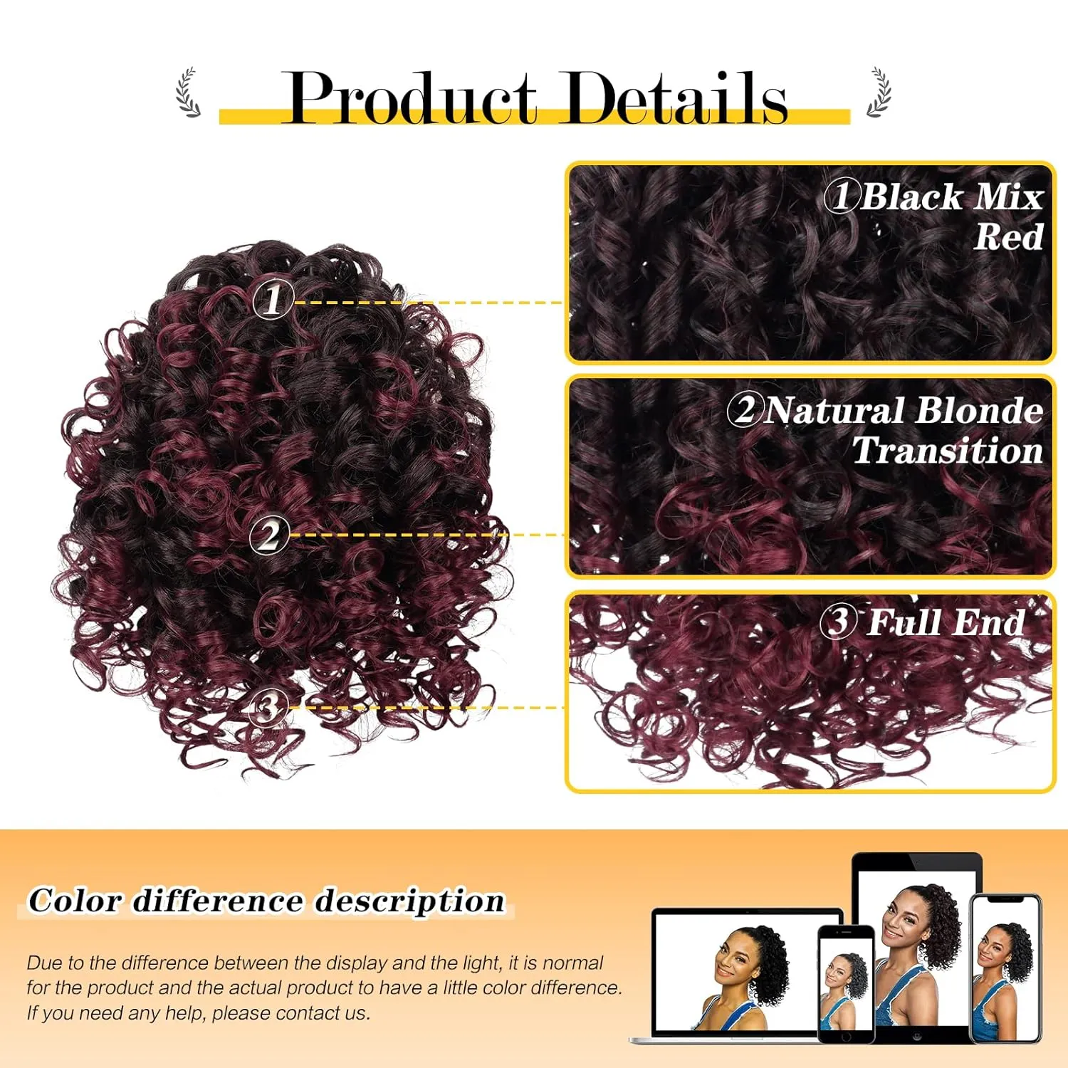 PEACOCO Curly Ponytail Extension Drawstring Ponytails for Black Women - 6 Inch Pony Tail Clip on Ponytail Synthetic Short Afro Hairpiece for Daily Use（1B/bug）