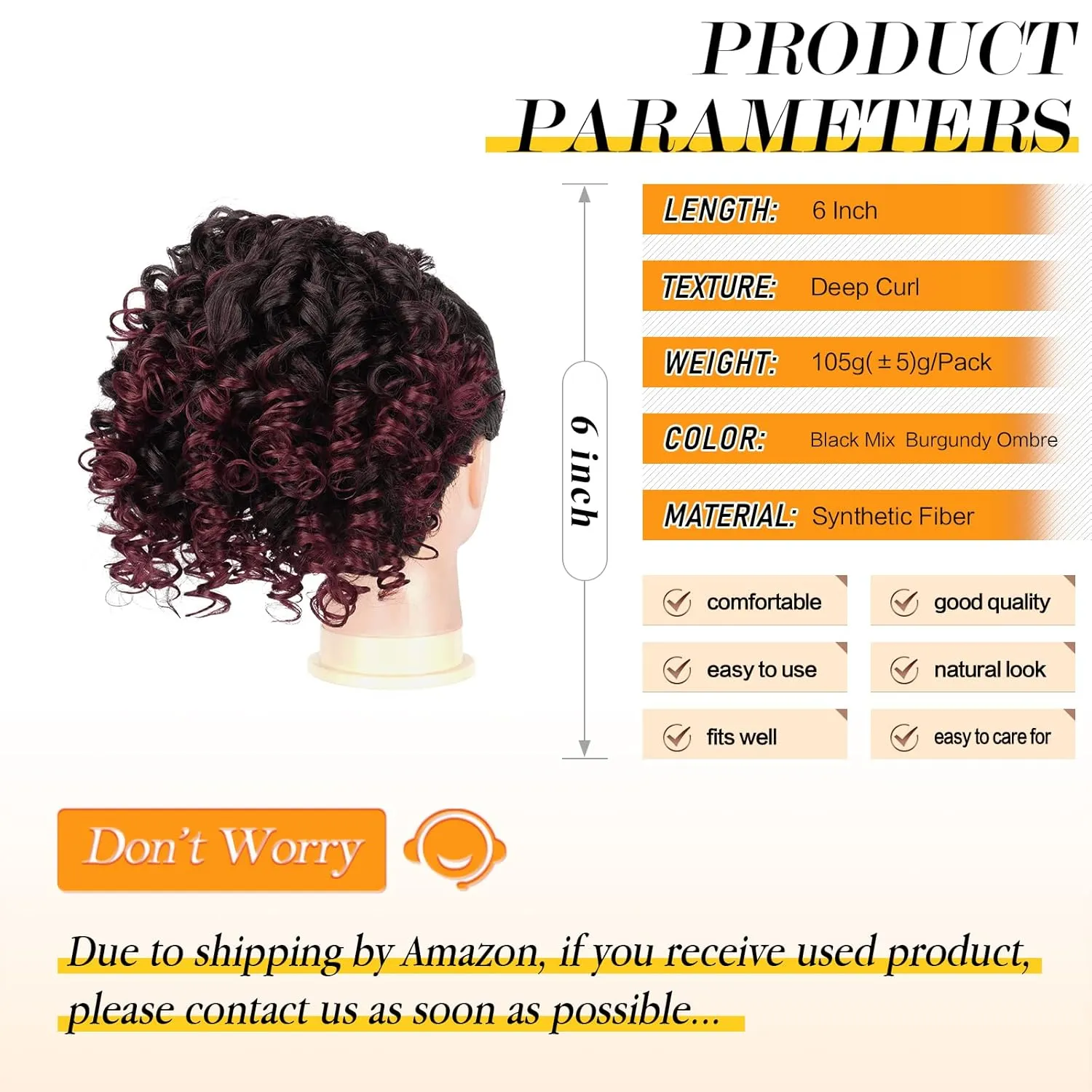 PEACOCO Curly Ponytail Extension Drawstring Ponytails for Black Women - 6 Inch Pony Tail Clip on Ponytail Synthetic Short Afro Hairpiece for Daily Use（1B/bug）
