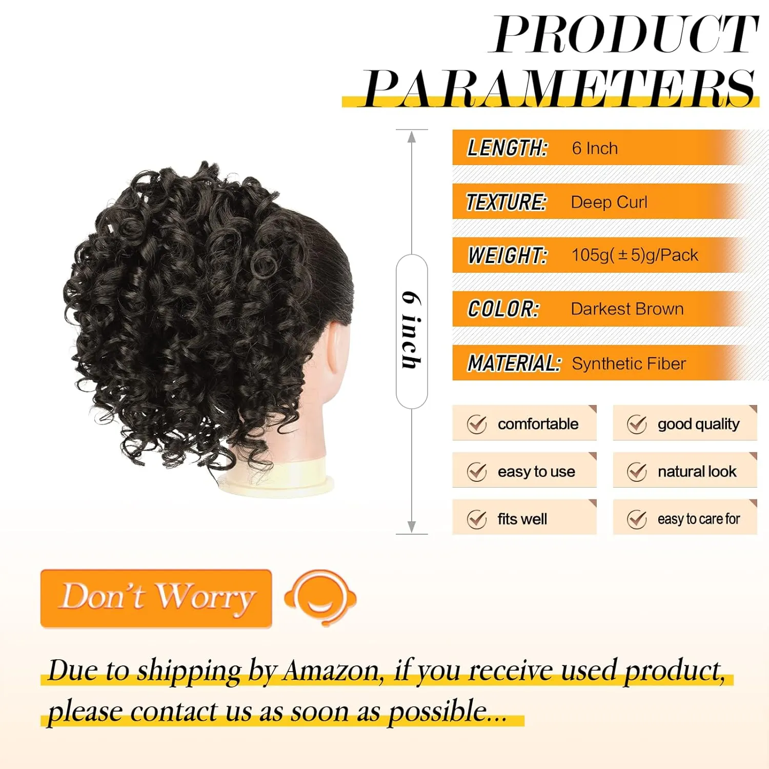 PEACOCO Curly Ponytail Extension Drawstring Ponytails for Black Women - 6 Inch Pony Tail Clip on Ponytail Synthetic Short Afro Hairpiece for Daily Use（2#）