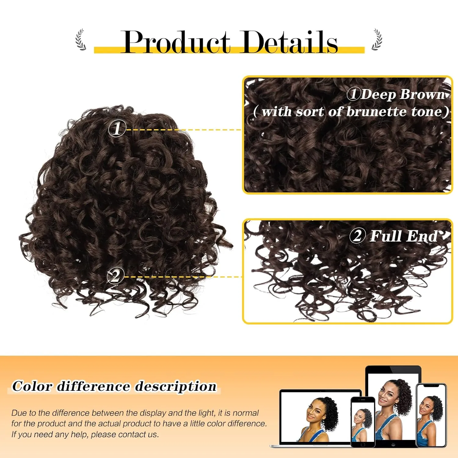 PEACOCO Curly Ponytail Extension Drawstring Ponytails for Black Women - 6 Inch Pony Tail Clip on Ponytail Synthetic Short Afro Hairpiece for Daily Use（4#）