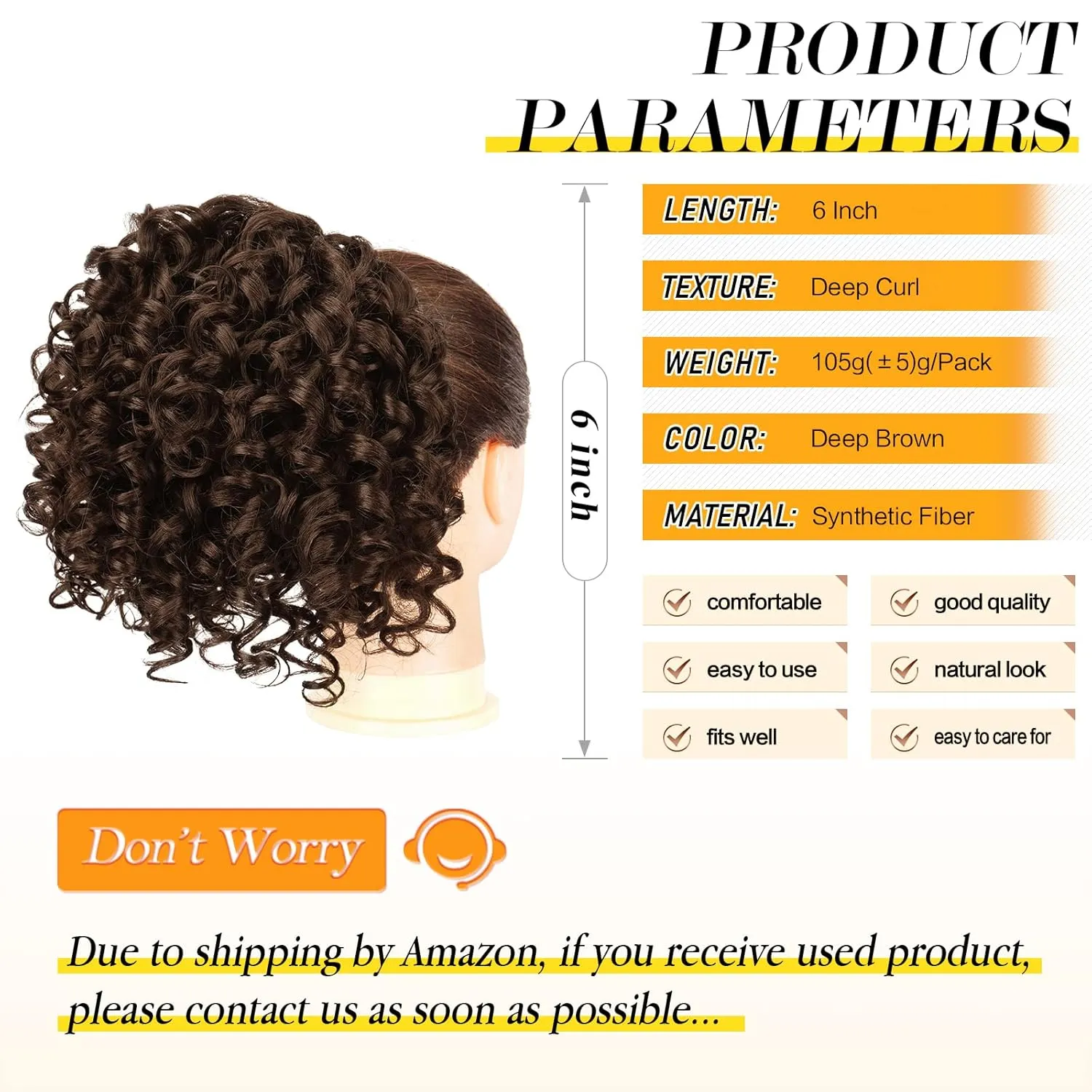 PEACOCO Curly Ponytail Extension Drawstring Ponytails for Black Women - 6 Inch Pony Tail Clip on Ponytail Synthetic Short Afro Hairpiece for Daily Use（4#）