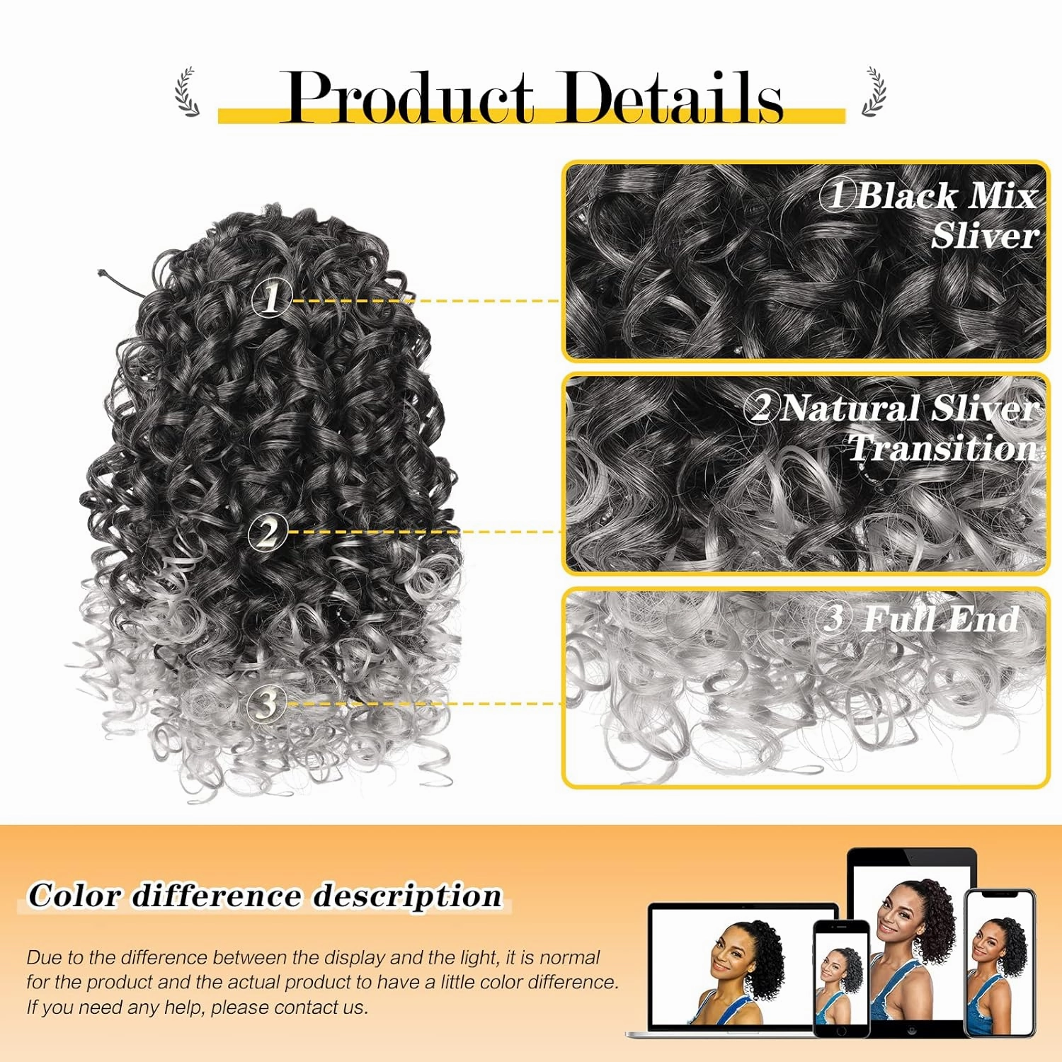 PEACOCO Curly Ponytail Extension Drawstring Ponytails for Black Women - 14 Inch Pony Tail Clip on Ponytail Synthetic Long Afro Hairpiece for Daily Use（1BT/0906）
