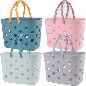 Peohud 4 Pack Portable Shower Caddy Basket, Plastic Storage Basket with Handle, Caddy Organizer Bin for Bathroom, College Dorm, Pantry, Kitchen