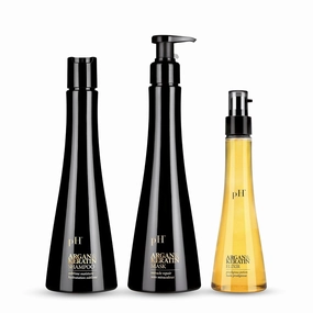 pH PURE HAIR Argan & Keratin Shampoo Hair Mask & Elixir Color Protecting - Hydrating Nourishing Formula for Deep Cleansing Heat Protection Soft & Silky Hair - Sulfate Free (8.45 8.45 3.38 Fl Oz)