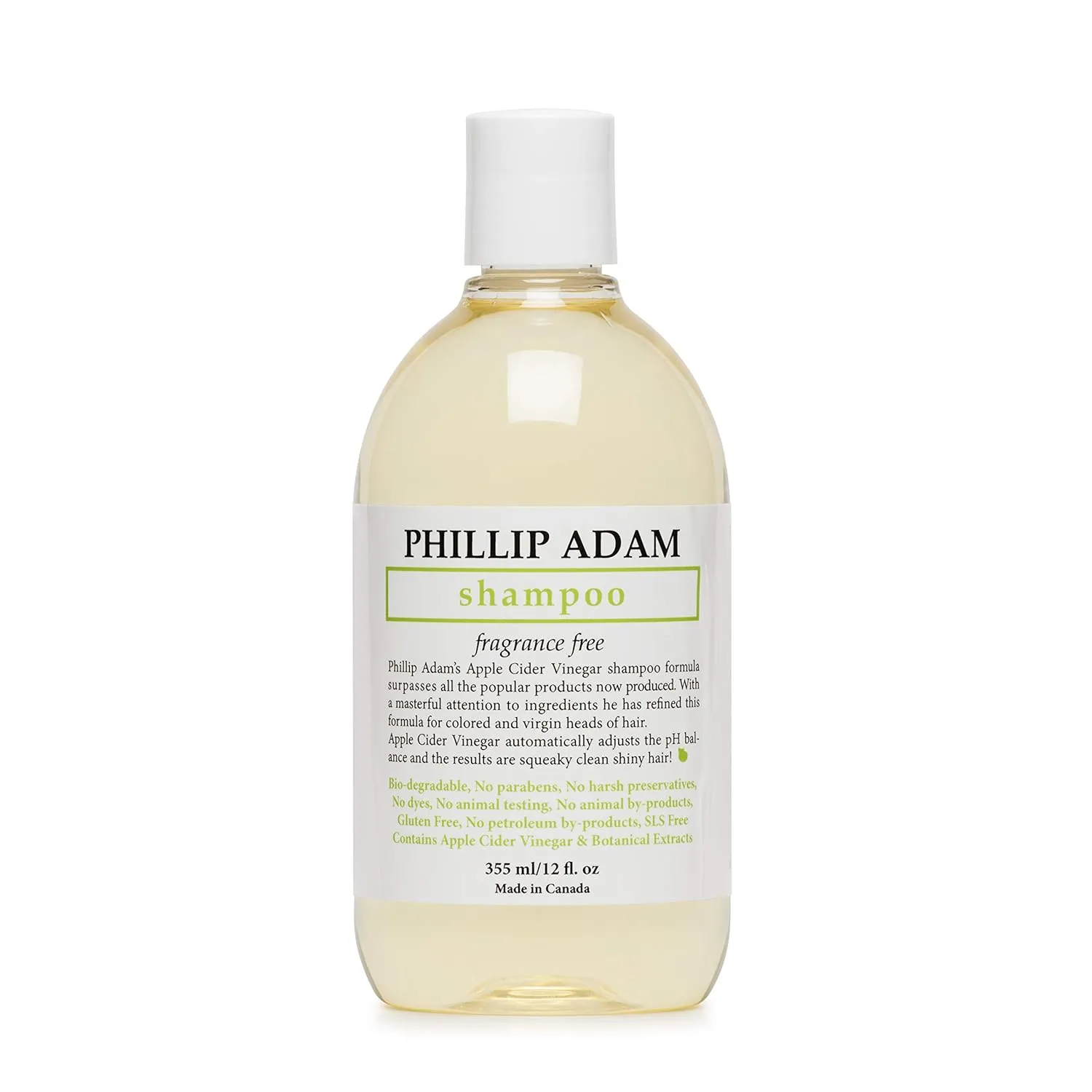 Phillip Adam Fragrance Free Shampoo - Sulfate Free and Paraben Free - Balances pH of Hair and Scalp - 12 Ounce