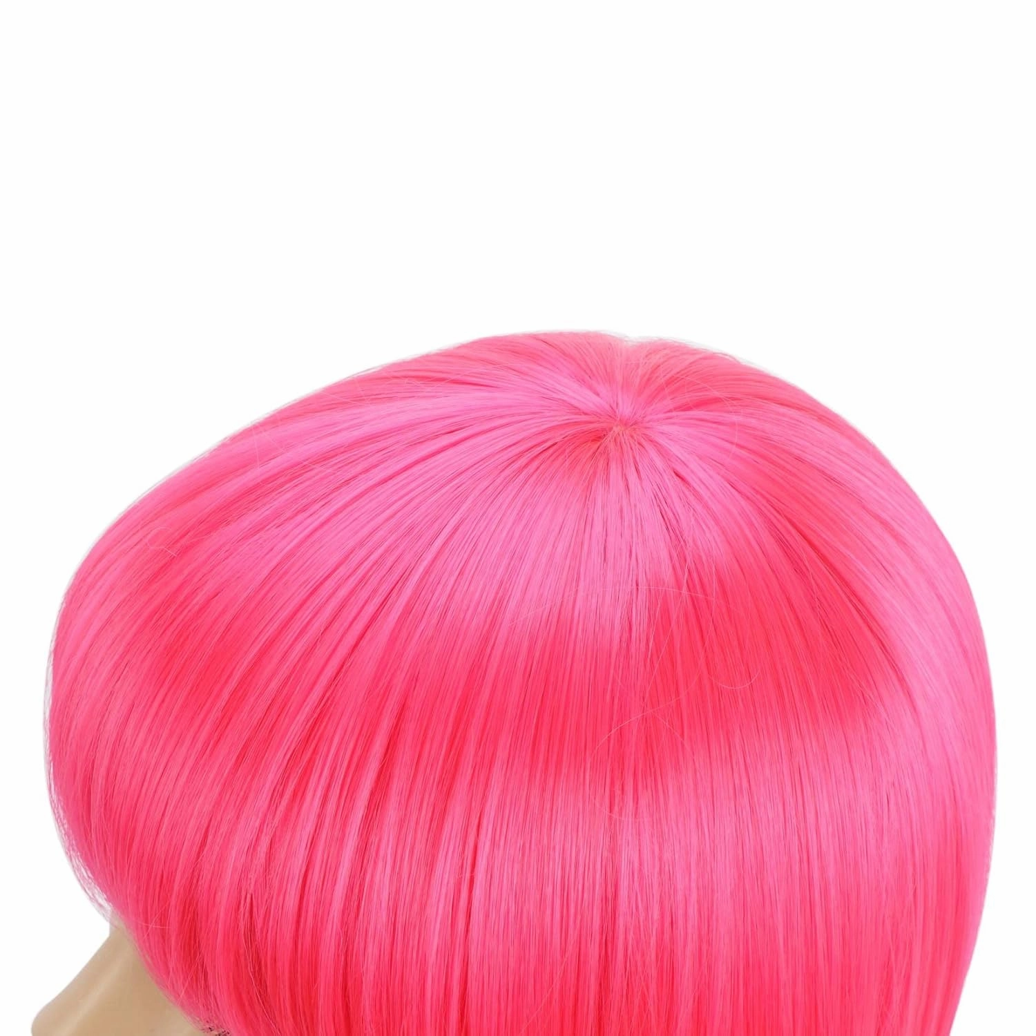 Pink Bob Wig With Bangs 12 Inch Short Synthetic Fiber Bob Wigs for Women Short Bob Wigs and Halloween Cosplay Bob Wig With One Cap (Neon Pink)