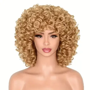 Pixie Cut Wig Wigs for Women Short Curly Wig BOB Glueless Wig Afro Rose Curly Funmi Wigs with Bang 12inch (Color Brown)