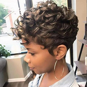 Pixie Cut Wig Short Wigs For Black Women Fluffy Curly Wig Short Cut Wigs Short Curly Wig Afro Curly Funmi Wigs Hair Replacement Wigs Hallowwen Cosplay Wig 33.0 Count