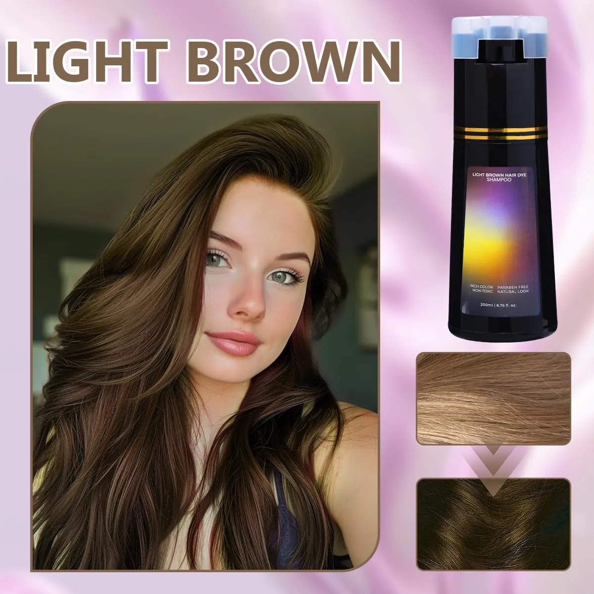 Polar Hair Dye Shampoo, Hair Care, Hair Care Instant Dye Shampoo, Natural Hair Color Shampoo for Gray Hair Coverage, Suitable for Women & Men (Light Brown)