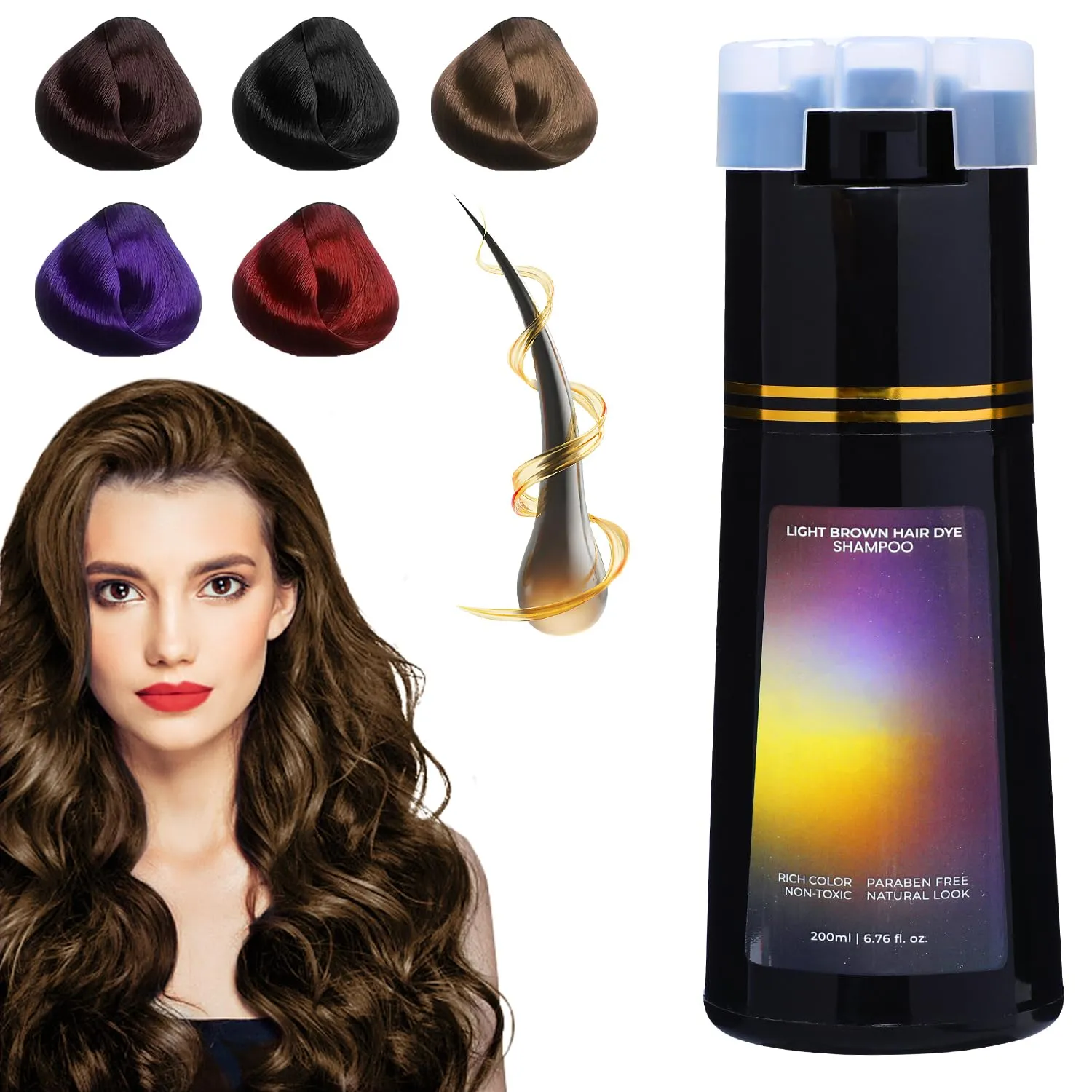 Polar Hair Dye Shampoo, Hair Care, Hair Care Instant Dye Shampoo, Natural Hair Color Shampoo for Gray Hair Coverage, Suitable for Women & Men (Light Brown)