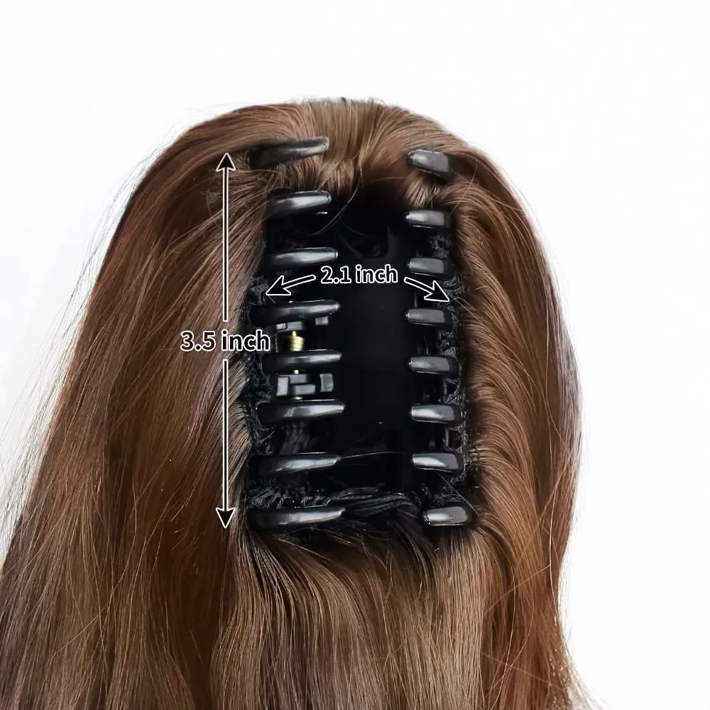 Ponytail Extension Wavy Claw Clip in Extensions 18" Long Curly Clips on Ponytails for Women Fluffy Pony Tail Fake Hair Natural Hairpieces for Wedding Party Daily Use 6 Oz Copper Brown