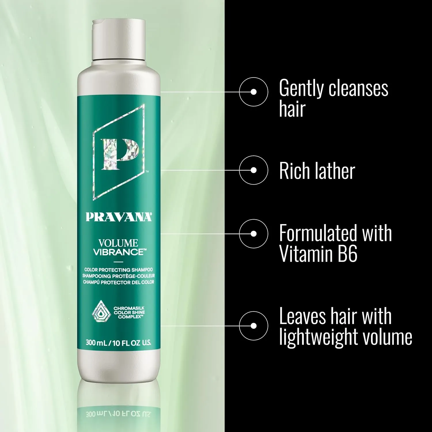 Pravana Volume Vibrance Shampoo | Adds Lightweight Volume, Lift & Fullness | For Fine, Color Treated Hair | Strengthens, Thickens, Reduces Breakage | Chromasilk Enhances Shine & Protection | Vegan