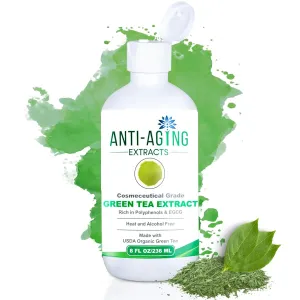 Premium Grade Serum Anti-Aging Green Tea Extract – Cosmetic Grade for Skincare, Hair & Scalp Care with USDA Organic Green Tea Leaves - Serum for Face (8 fl oz)