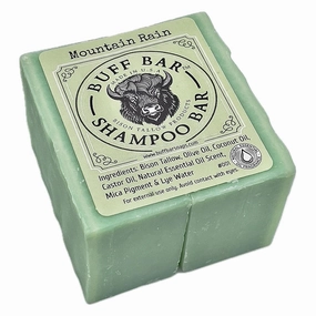 Pure Bison Tallow Buff Shampoo Bar, Mountain Rain, (2 pack) - Scents of Sea Salt, Moss, & Freesia - Cleans, Moisturizes, Naturally Derived, No Dyes, No Chemicals, No Preservatives
