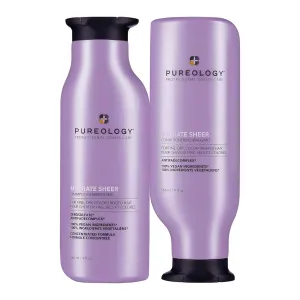 Pureology Hydrate Sheer Nourishing Shampoo & Conditioner Set - For Fine, Dry Color Treated Hair, Sulfate-Free