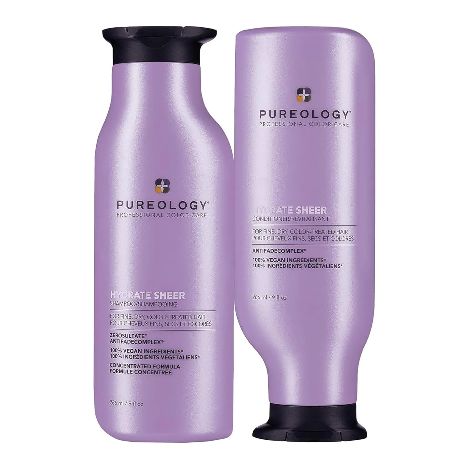 Pureology Hydrate Sheer Nourishing Shampoo & Conditioner Set - For Fine, Dry Color Treated Hair, Sulfate-Free