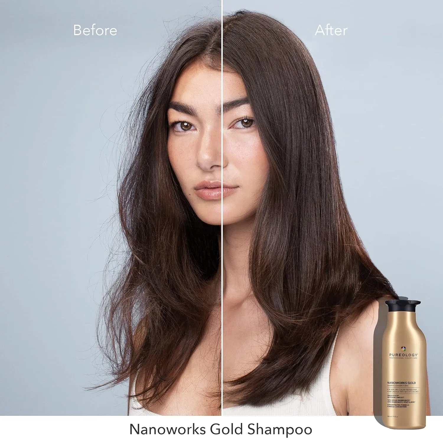 Pureology Nanoworks Gold Shampoo - For Very Dry and Color-Treated Hair, Renews Softness & Shine, Sulfate-Free & Vegan