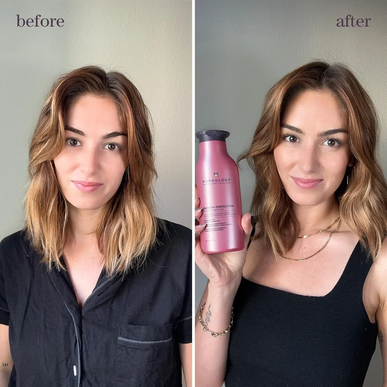 Pureology Smooth Perfection Shampoo - For Frizzy and Color-Treated Hair, Smooths Hair & Controls Frizz, Sulfate-Free & Vegan