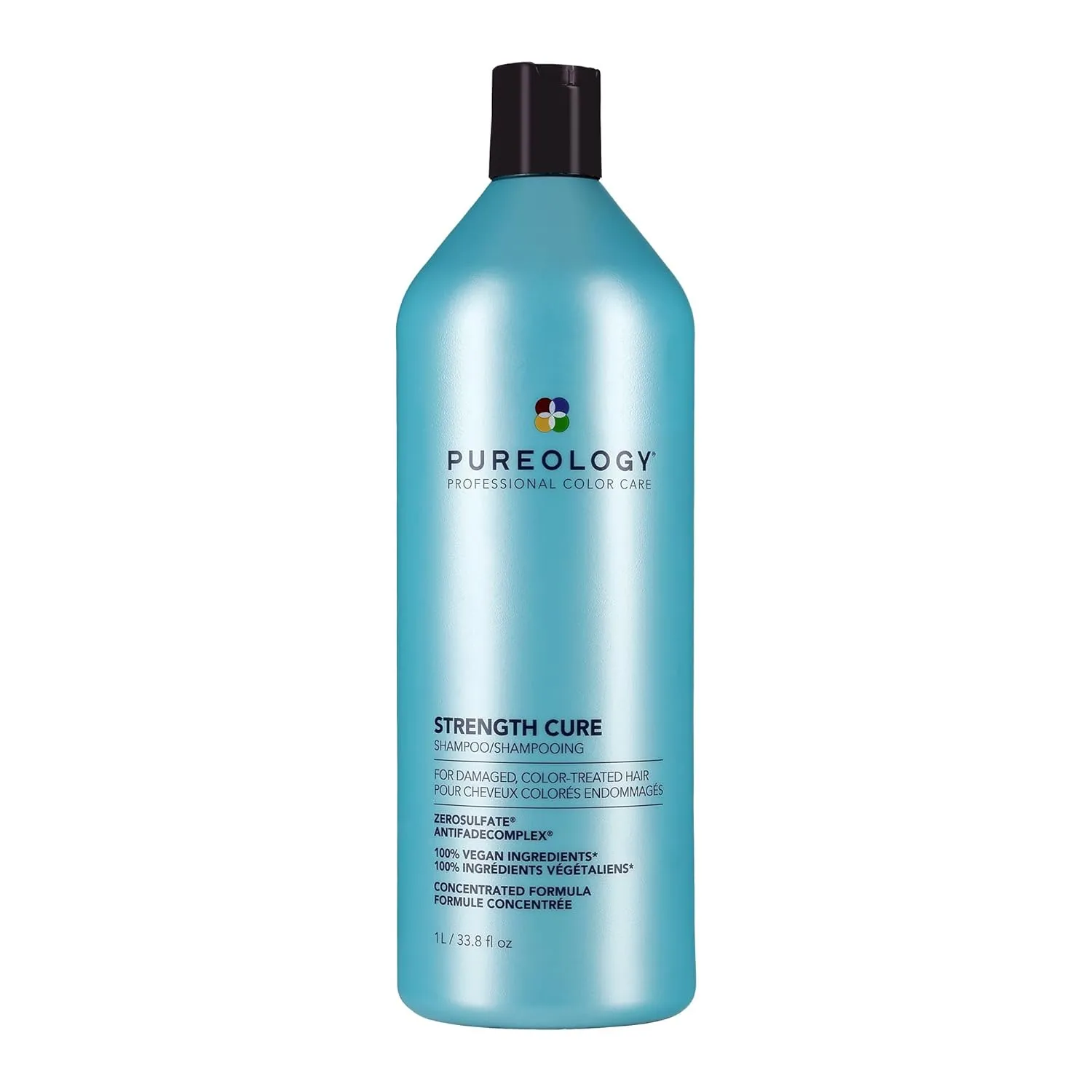 Pureology Strength Cure Shampoo - For Damaged and Color-Treated Hair, Fortifies & Strengthens Hair, Sulfate-Free & Vegan