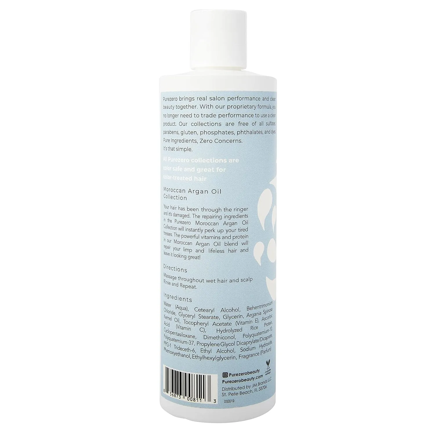 Purezero Moroccan Argan Oil Shampoo & Conditioner set - Repair Damaged Hair - Fight Dandruff & Frizz - Zero Sulfates, Parabens, Dyes, Gluten - 100% Vegan & Cruelty Free - Great For Color Treated Hair