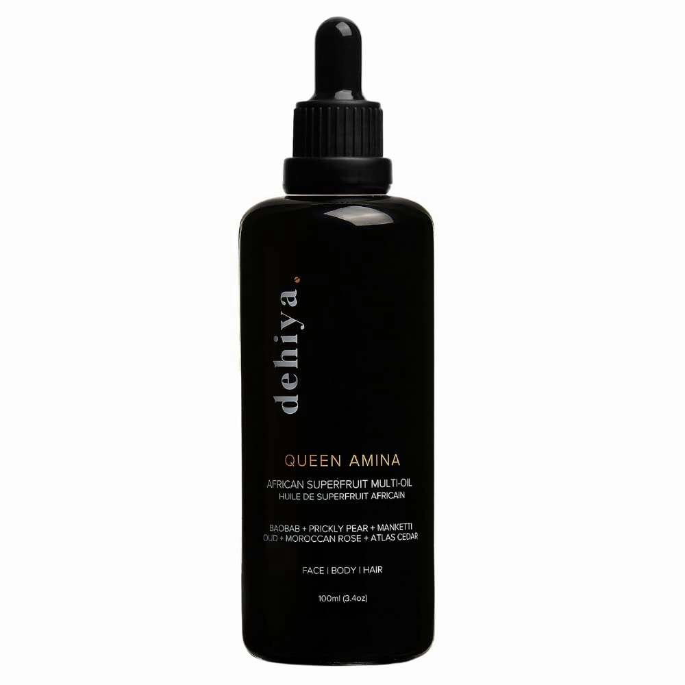 Queen Amina African Superfruit Oil, Face Oil, Body Oil, Hair Oil, Cleansing Oil, Makeup Remover, Scalp Treatment, Beard Oil, Jojoba, Argan, Geranium, All Skin Types, 3.4oz, 100mL