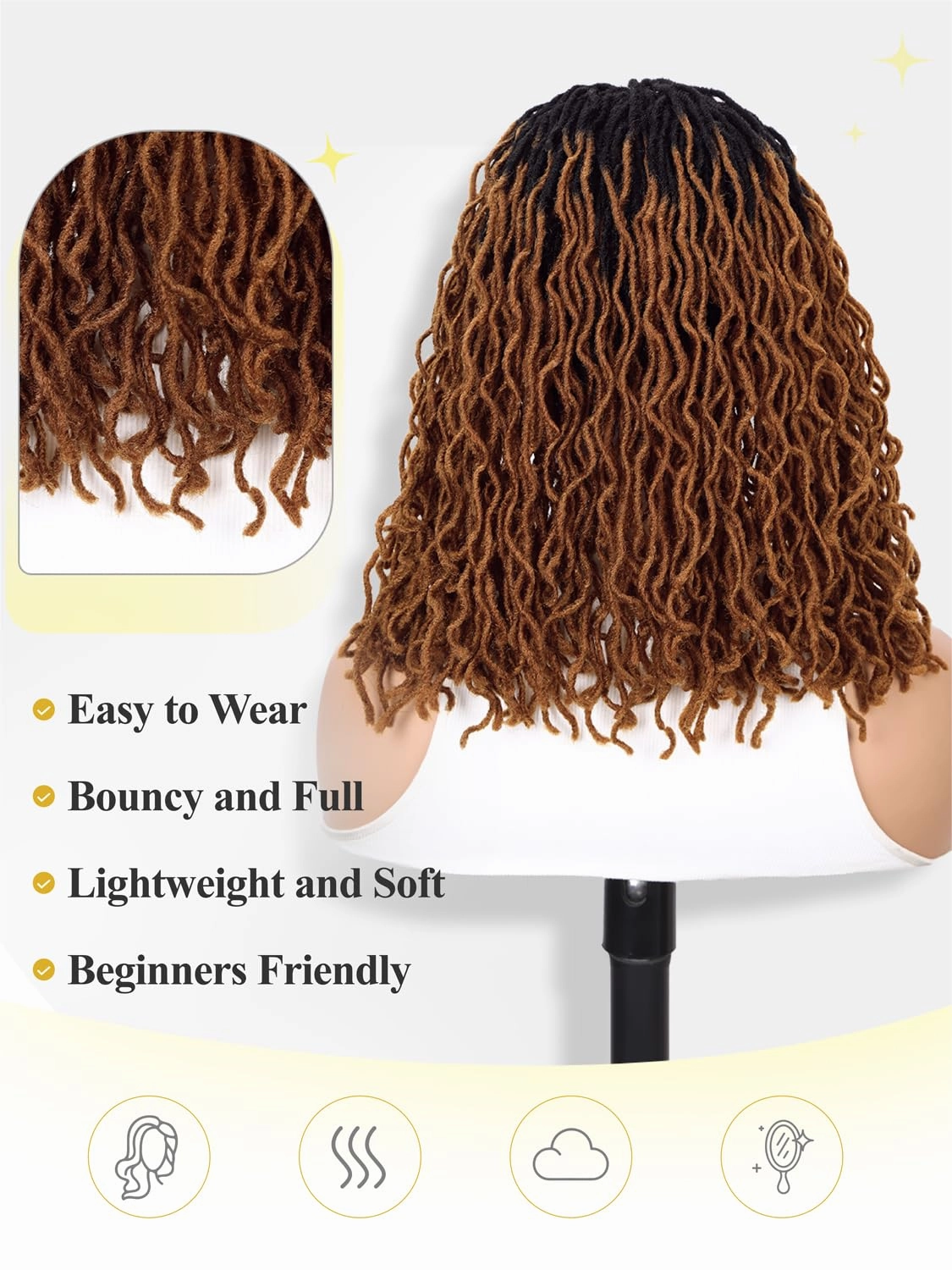 Quick Wig Full Lace Faux Locs Wig Short Curly Dreadlock Wig with Baby Hair Afro Curly Braided Wig for Black Women Pre-Plucked Twist Braid Wigs Synthetic Short Twist Wig (14Inches, 1B/30#)