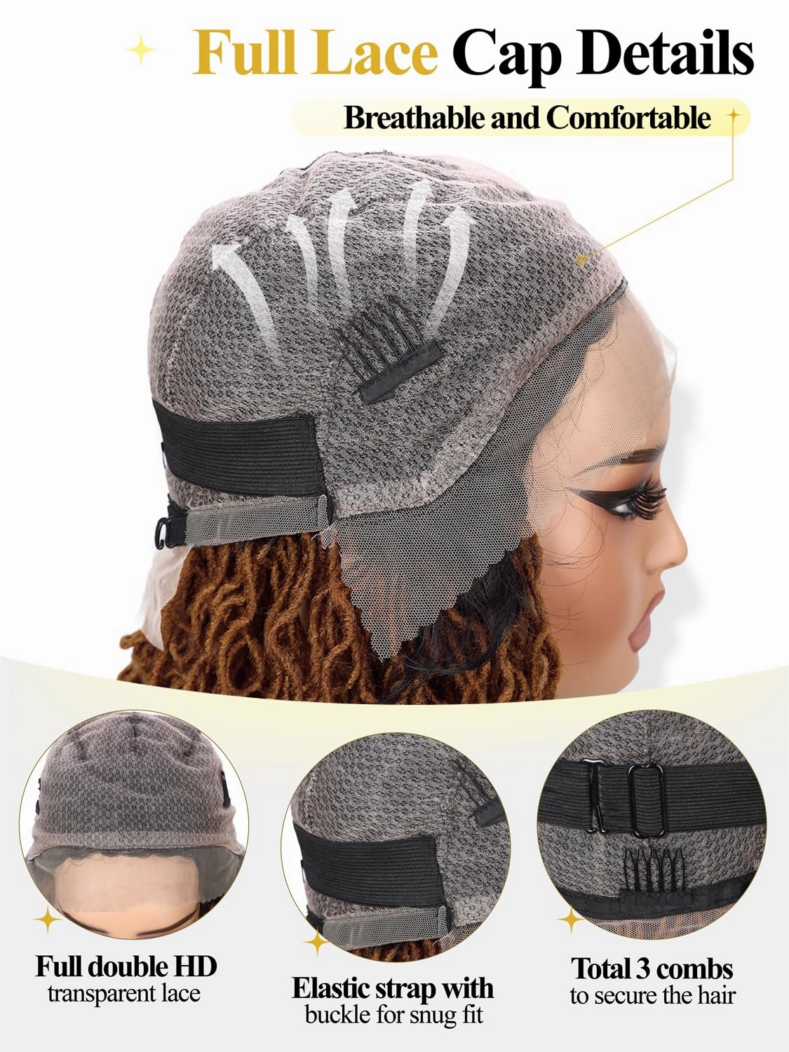Quick Wig Full Lace Faux Locs Wig Short Curly Dreadlock Wig with Baby Hair Afro Curly Braided Wig for Black Women Pre-Plucked Twist Braid Wigs Synthetic Short Twist Wig (14Inches, 1B/30#)