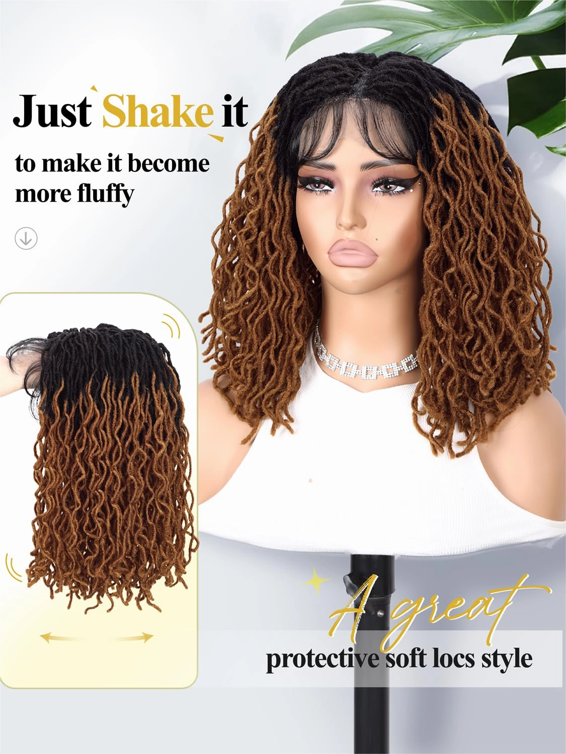 Quick Wig Full Lace Faux Locs Wig Short Curly Dreadlock Wig with Baby Hair Afro Curly Braided Wig for Black Women Pre-Plucked Twist Braid Wigs Synthetic Short Twist Wig (14Inches, 1B/30#)