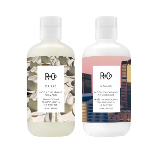 R Co Dallas Biotin Hair Shampoo and Conditioner Set (8.5 Oz)   R Co Bonus Deluxe Sample (.5 Oz) | Body   Shine   Smoothing for All Hair Types | Vegan   Cruelty-Free |
