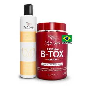 Ravenna Hair Treatment Kit- 1kg/35.02 oz B-tox Hair Mask   300ml/10.1 fl.oz Anti-Residue Shampoo- Repair & Clarifying Shampoo for Longer Effect